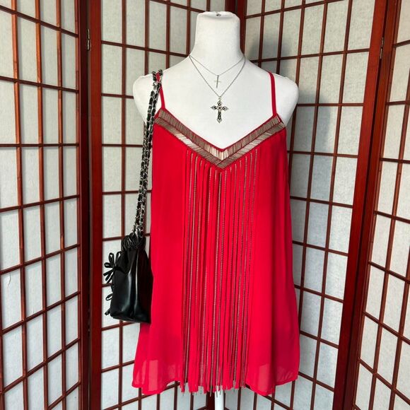XOXO Tops - Xoxo Women's Red and Silver Blouse
